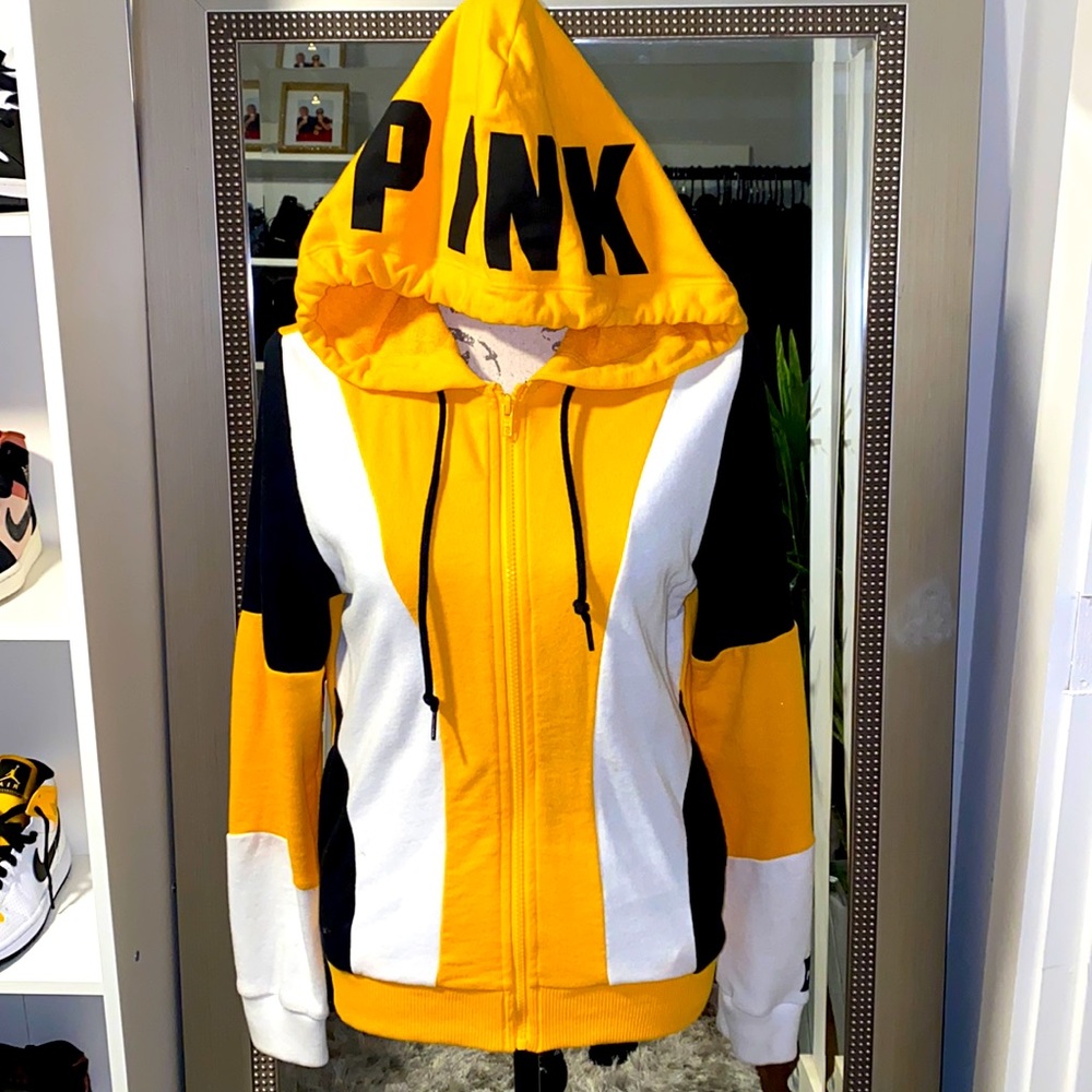 PINK Victoria's Secret Yellow and Black Hoodie